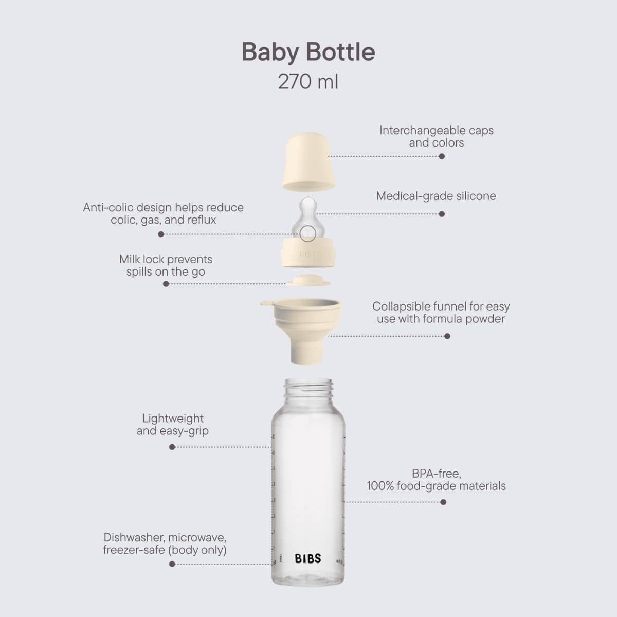 BIBS Baby PP Bottle - Silicone Teat - 270ml