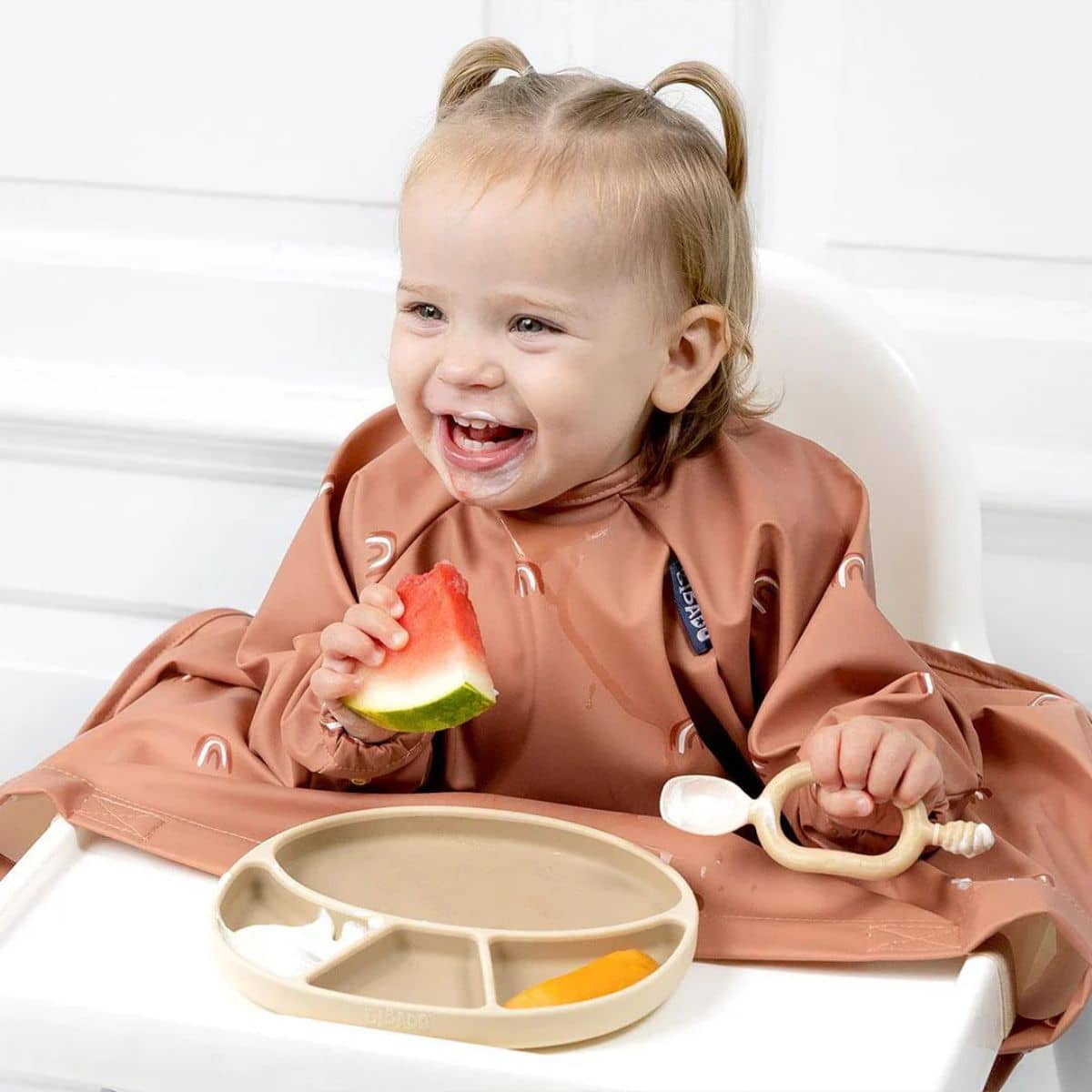 BIBaDO Baby Coverall Bib - Long Sleeve - Chasing Rainbows