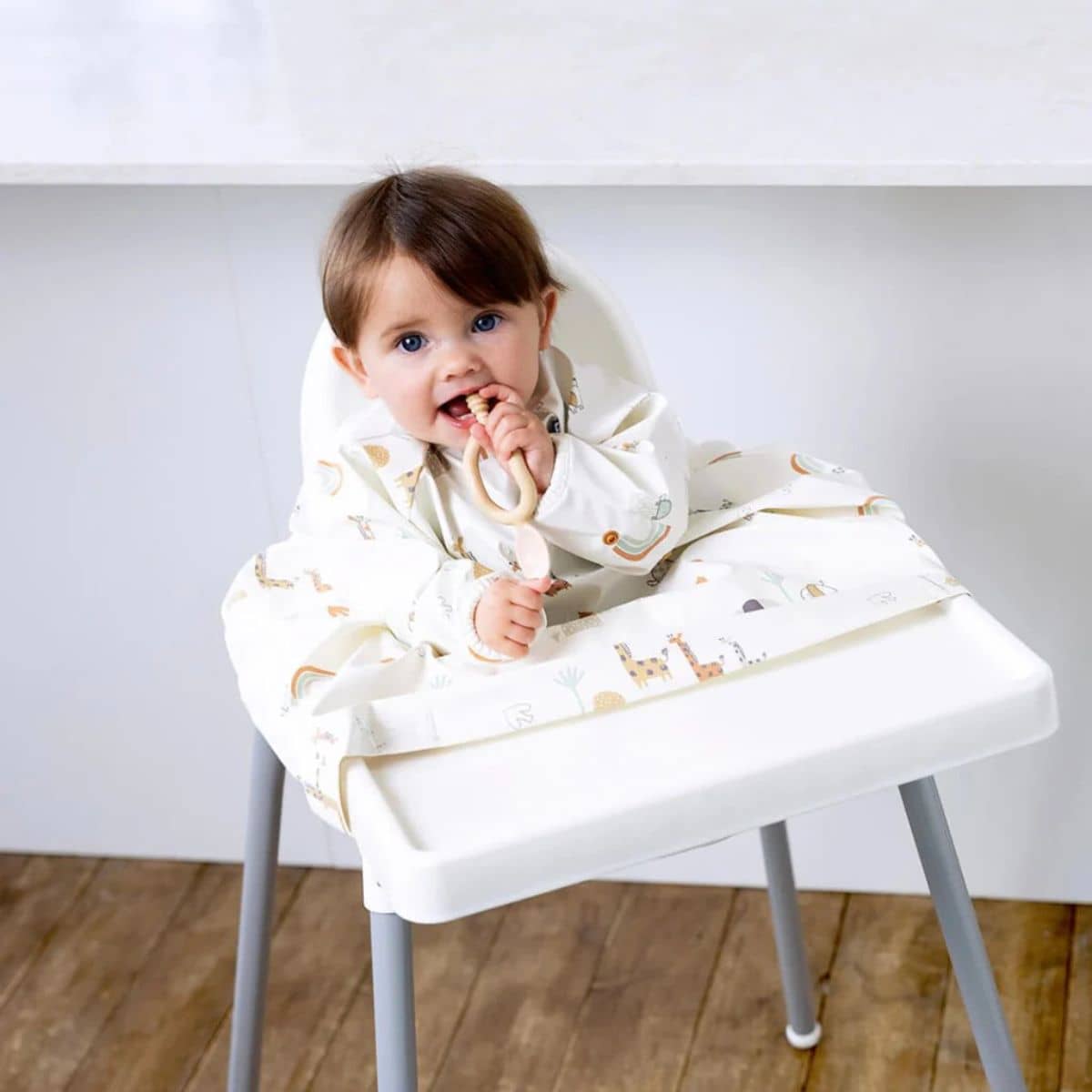 BIBaDO Baby Coverall Bib - Long Sleeve - Serengeti Spaghetti