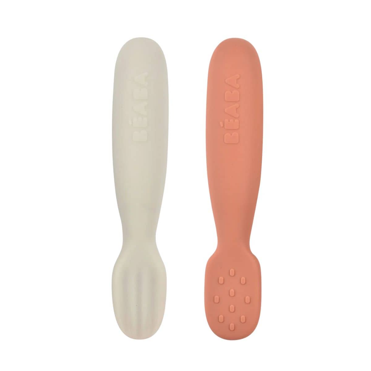 Beaba Silicone Pre-Spoon Set - Terracotta/Grey