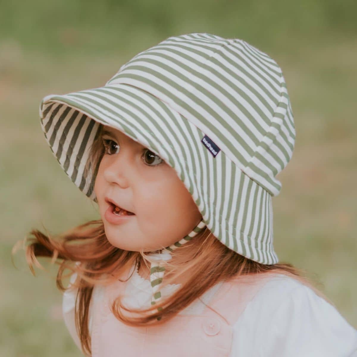 Bedhead Baby Bucket Hat with Strap - Limited Edition - Khaki Stripe