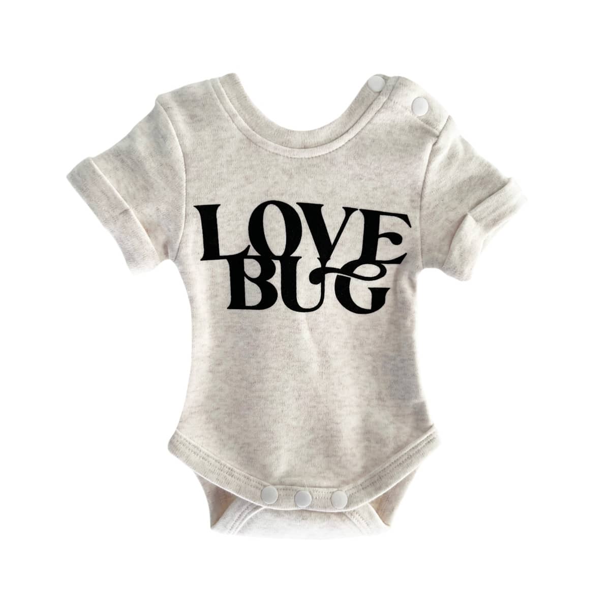 Bencer & Hazelnut Short Sleeve Bodysuit - Love Bug - Oatmeal