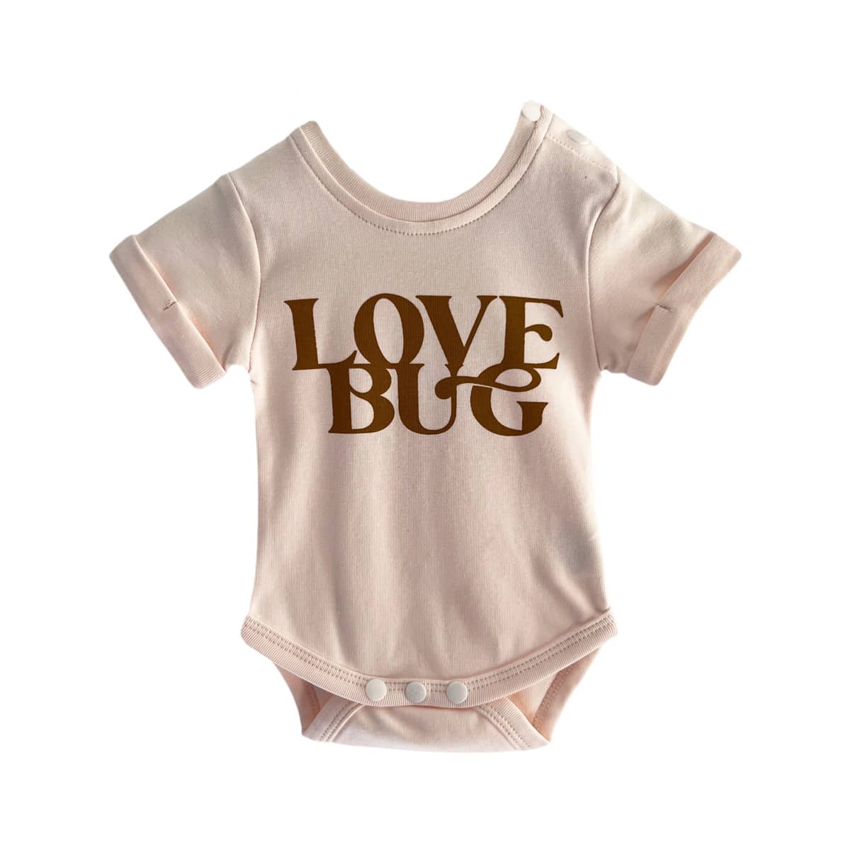 Bencer & Hazelnut Short Sleeve Bodysuit - Love Bug - Pale Pink