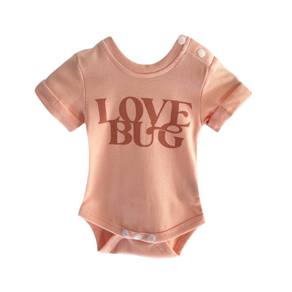 Bencer & Hazelnut Short Sleeve Bodysuit - Love Bug - Peach