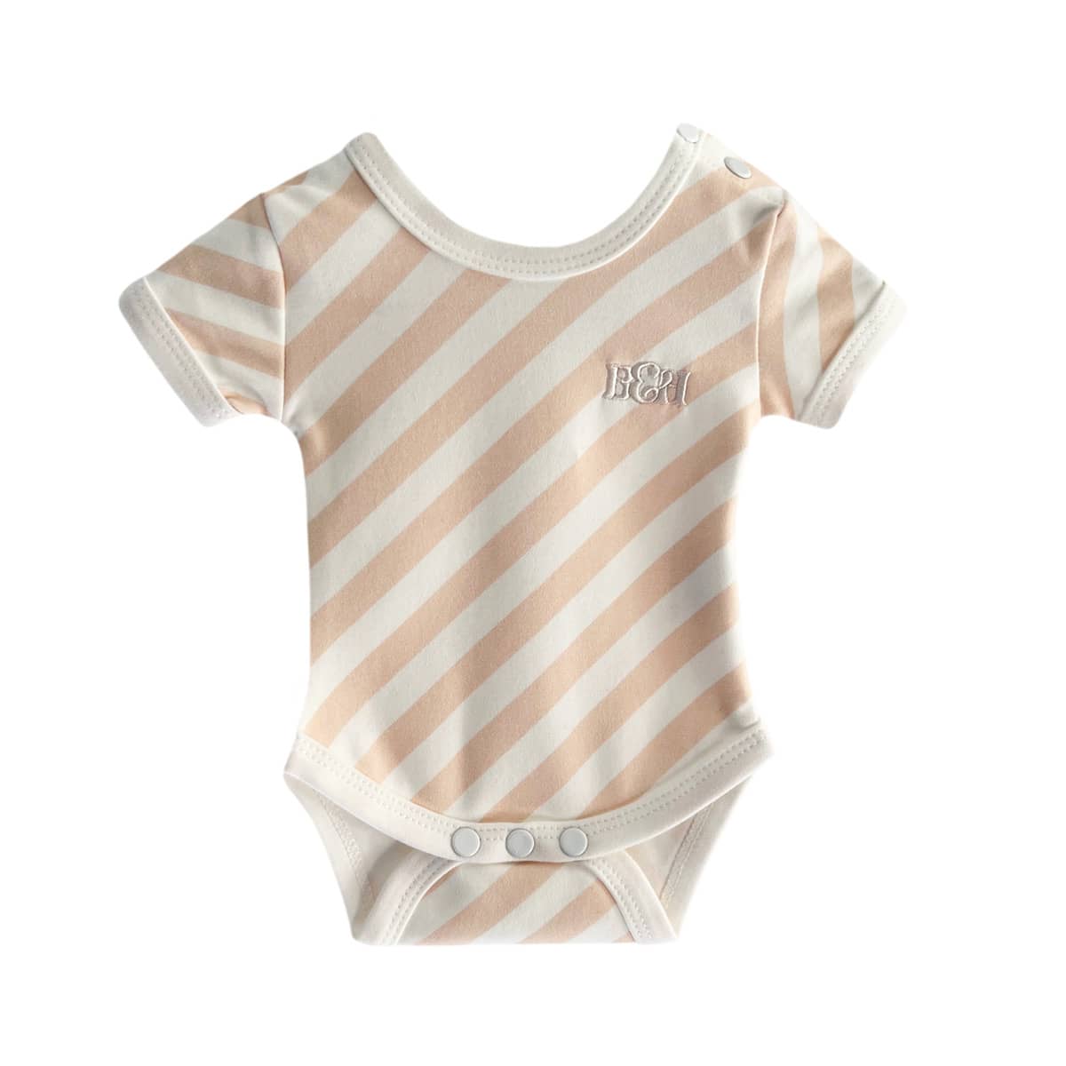 Bencer & Hazelnut Short Sleeve Bodysuit - Peach Stripe