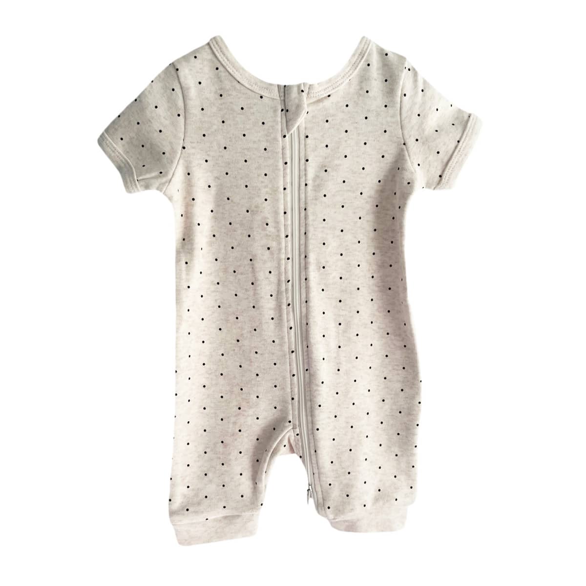 Bencer & Hazelnut Summer Zipsuit Romper - Oatmeal Dotty - 00