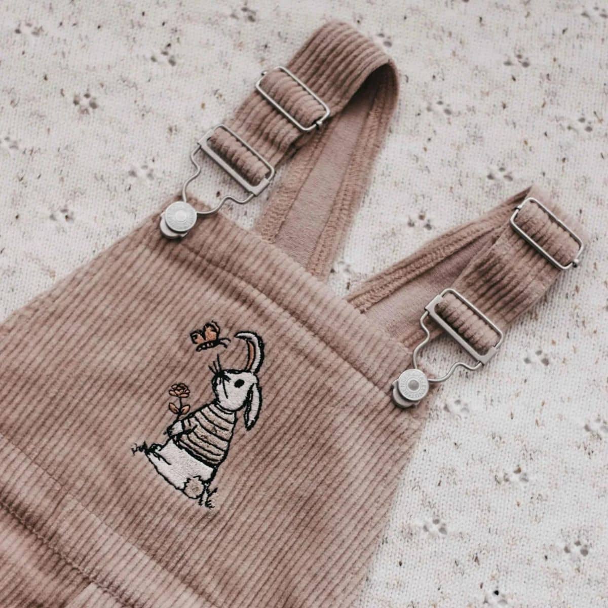 Bencer & Hazelnut Bunny Cord Overalls - Mushroom