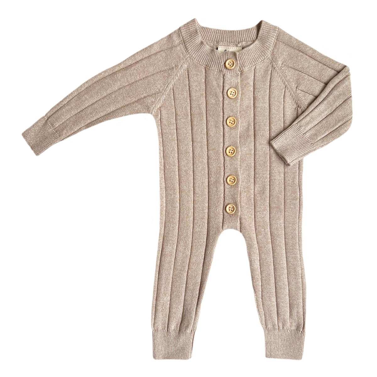 Blossom & Pear Ribbed Knit Romper - Fawn