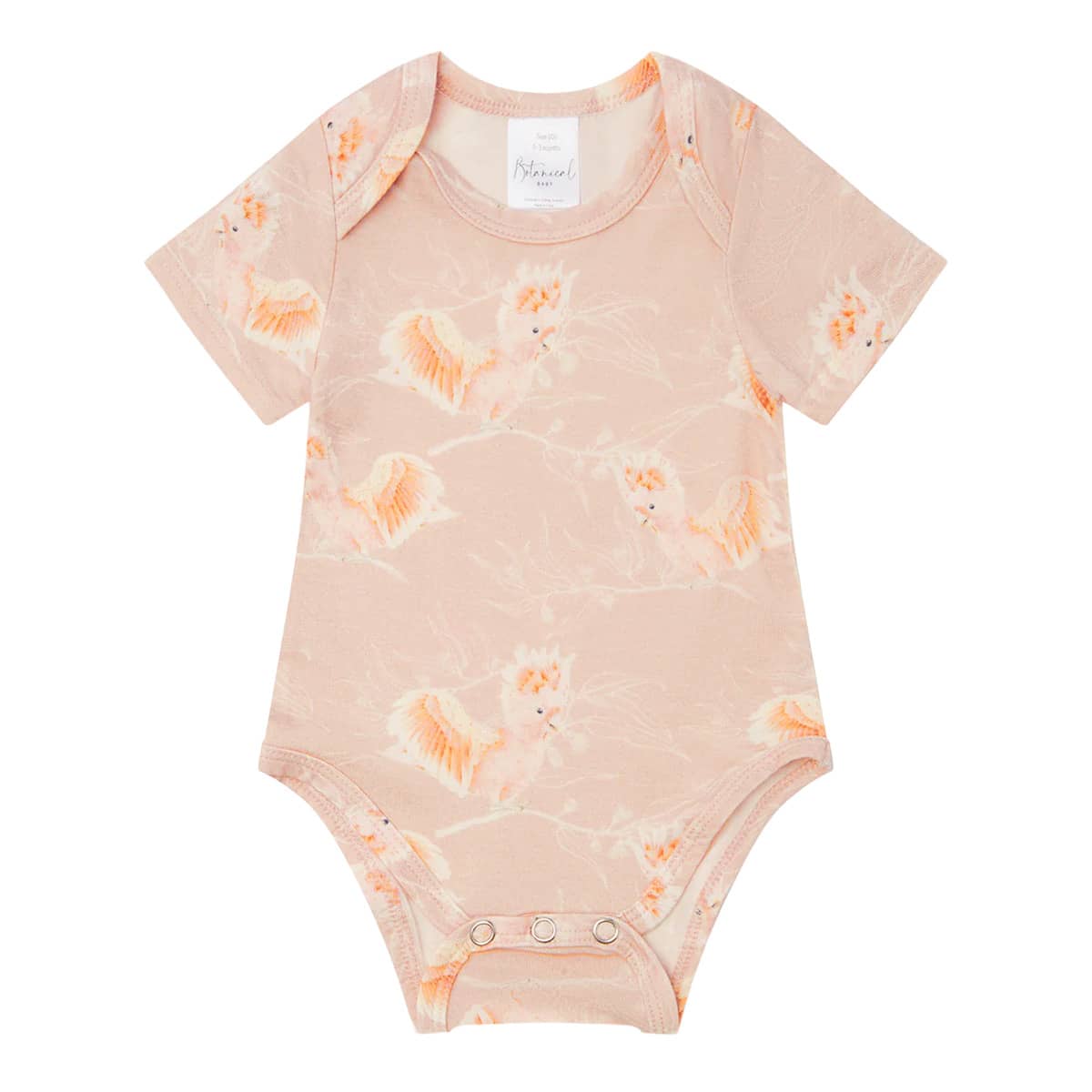 Botanical Baby Organic Short Sleeve Bodysuit - Pink Cockatoo