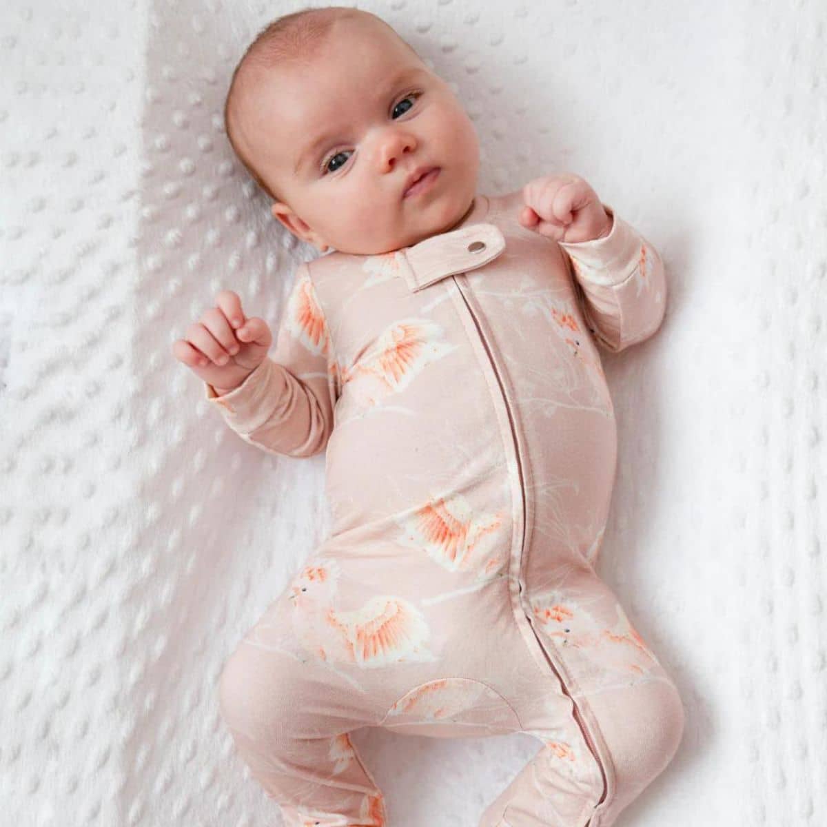 Botanical Baby Organic Zip Growsuit - Pink Cockatoo