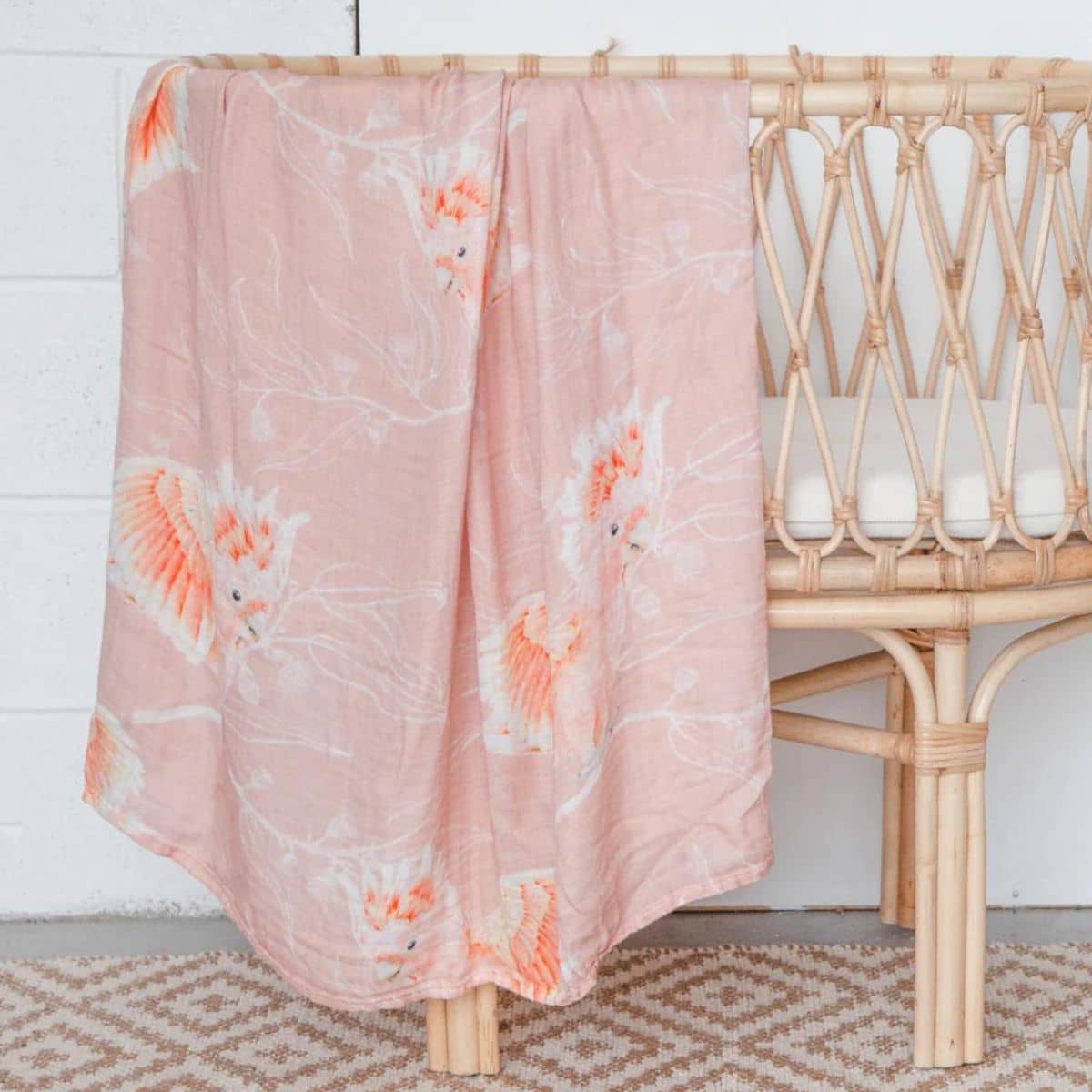 Botanical Baby Muslin Swaddle - Pink Cockatoo