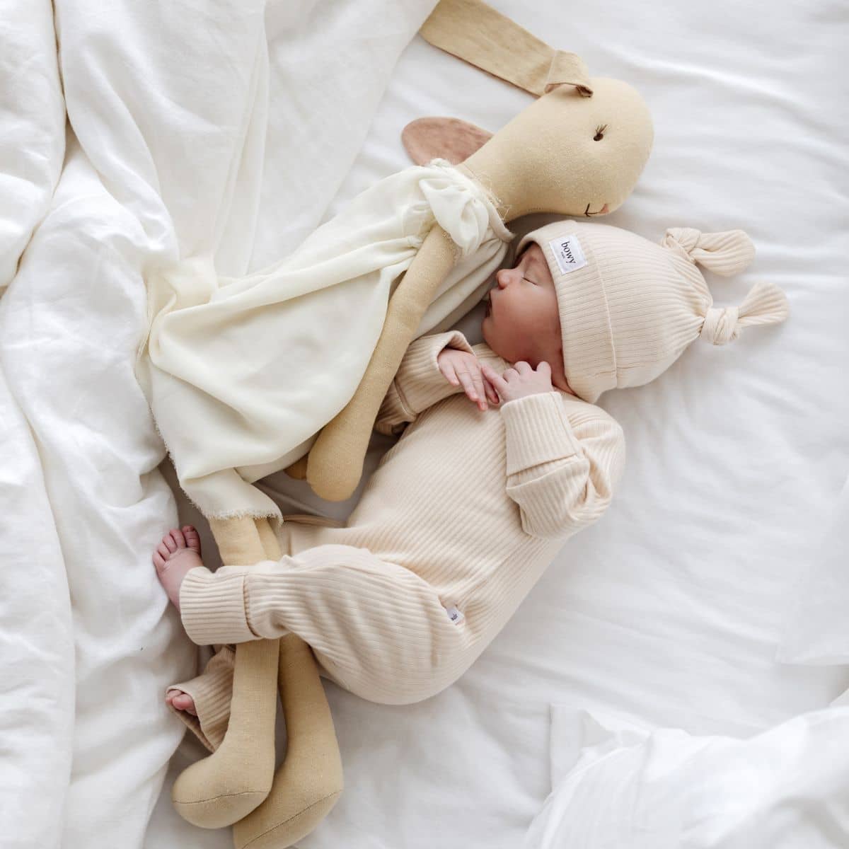 Bowy Made Ribbed Cotton Onesie - Cream