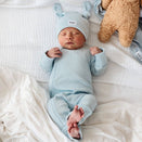 Bowy Made Ribbed Cotton Onesie - Powder Blue