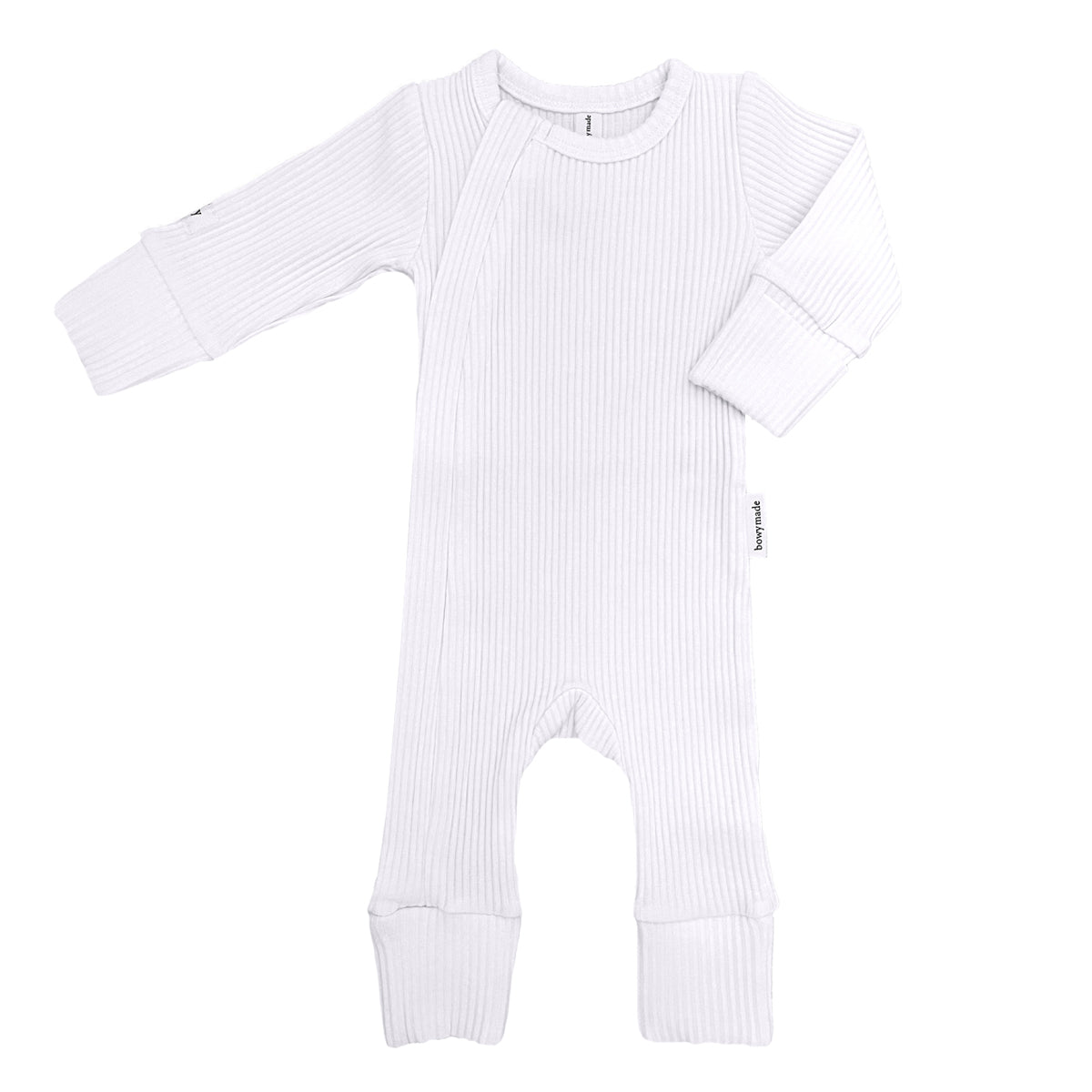 Bowy Made Ribbed Cotton Onesie - White