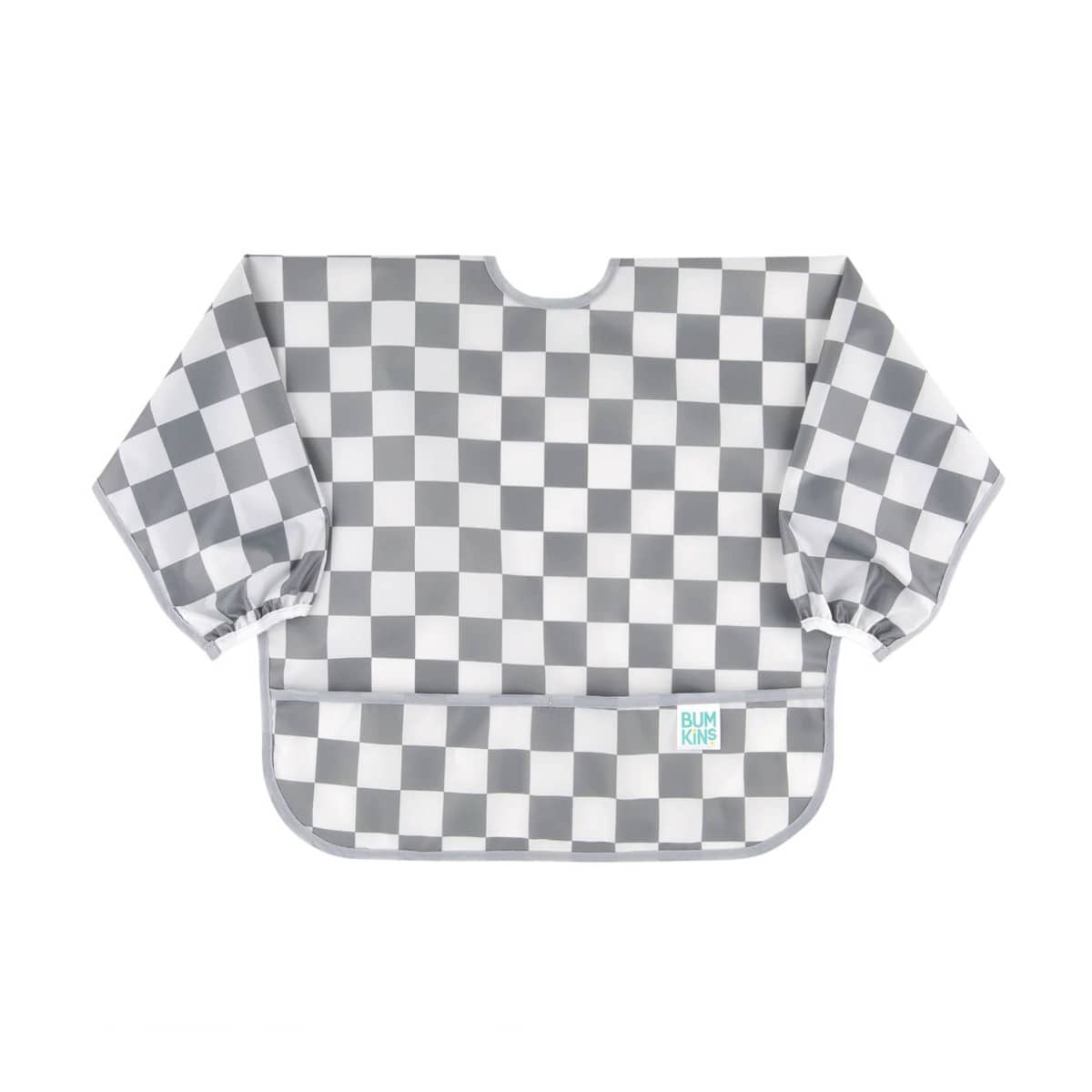 Bumkins Waterproof Sleeved Bib - Charcoal Check