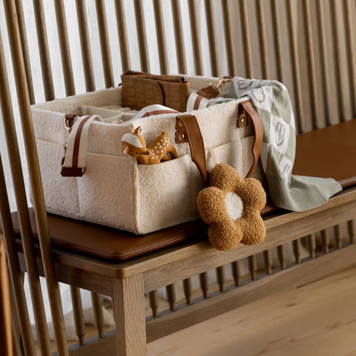 Bunnie Caddie Deluxe Nappy Organiser - Teddy Cream