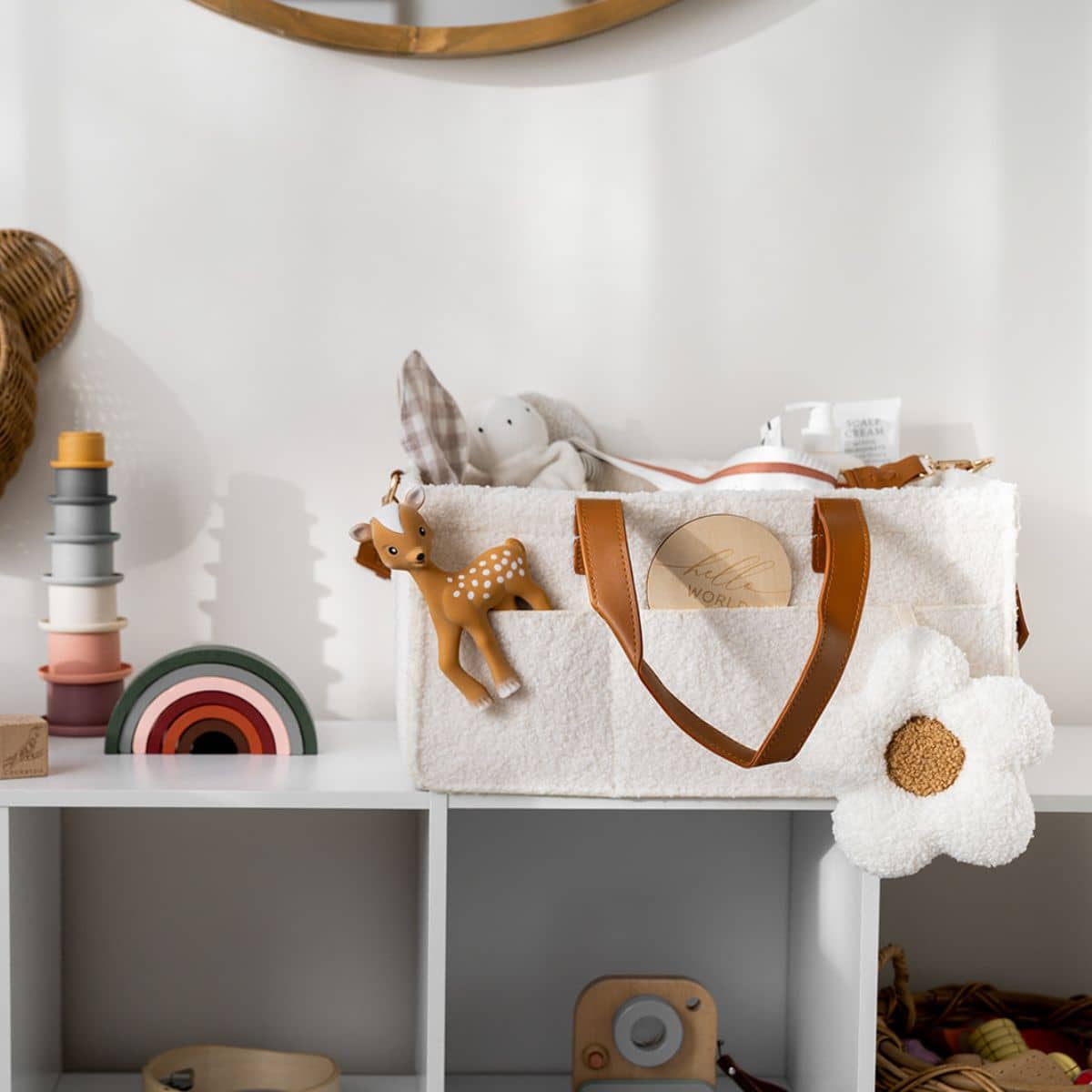 Bunnie Caddie Deluxe Nappy Organiser - Teddy Cream