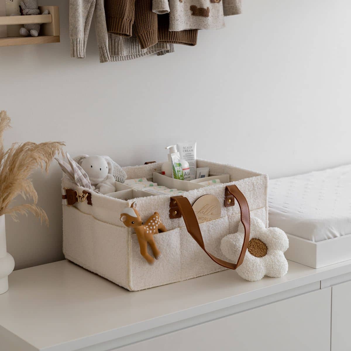 Bunnie Caddie Deluxe Nappy Organiser - Teddy Cream