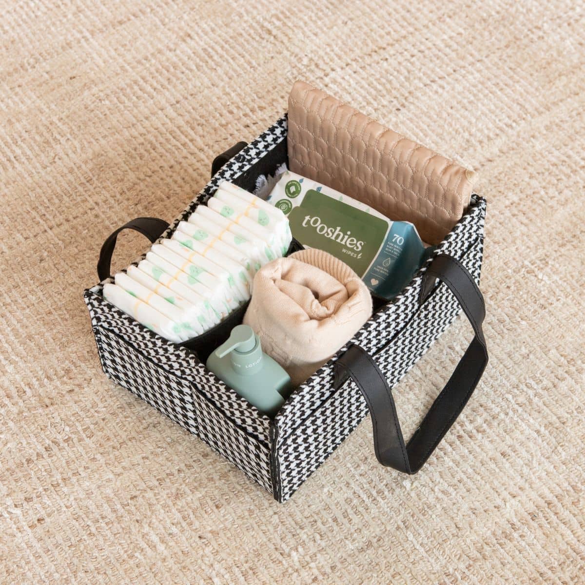 Bunnie Caddie Deluxe Mini Nappy Organiser - Houndstooth Black