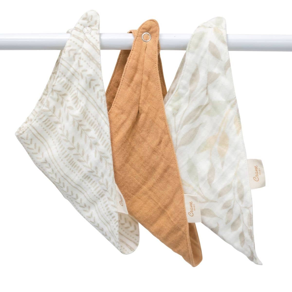 Crane Baby Muslin Bib Set - Willow + Solid