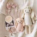 Cuddle + Kind Hand-Knit Doll - Baby Bunny (rose with ivory floral)