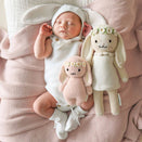 Cuddle + Kind Hand-Knit Doll - Baby Bunny (rose with ivory floral)