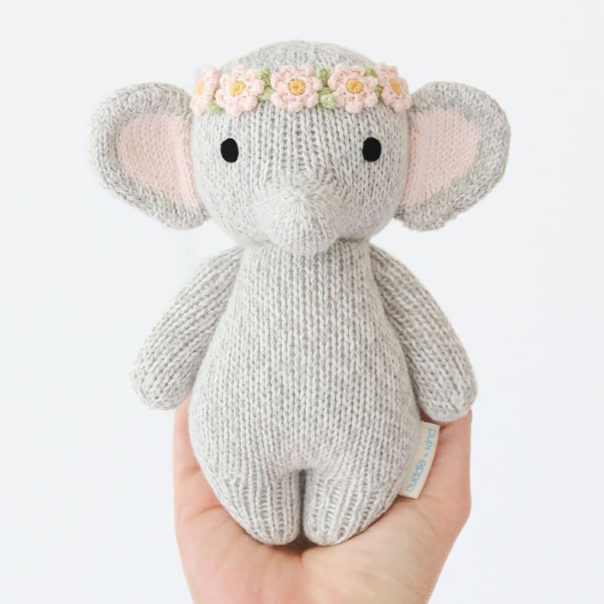 Cuddle + Kind Hand-Knit Doll - Baby Elephant (blush floral)