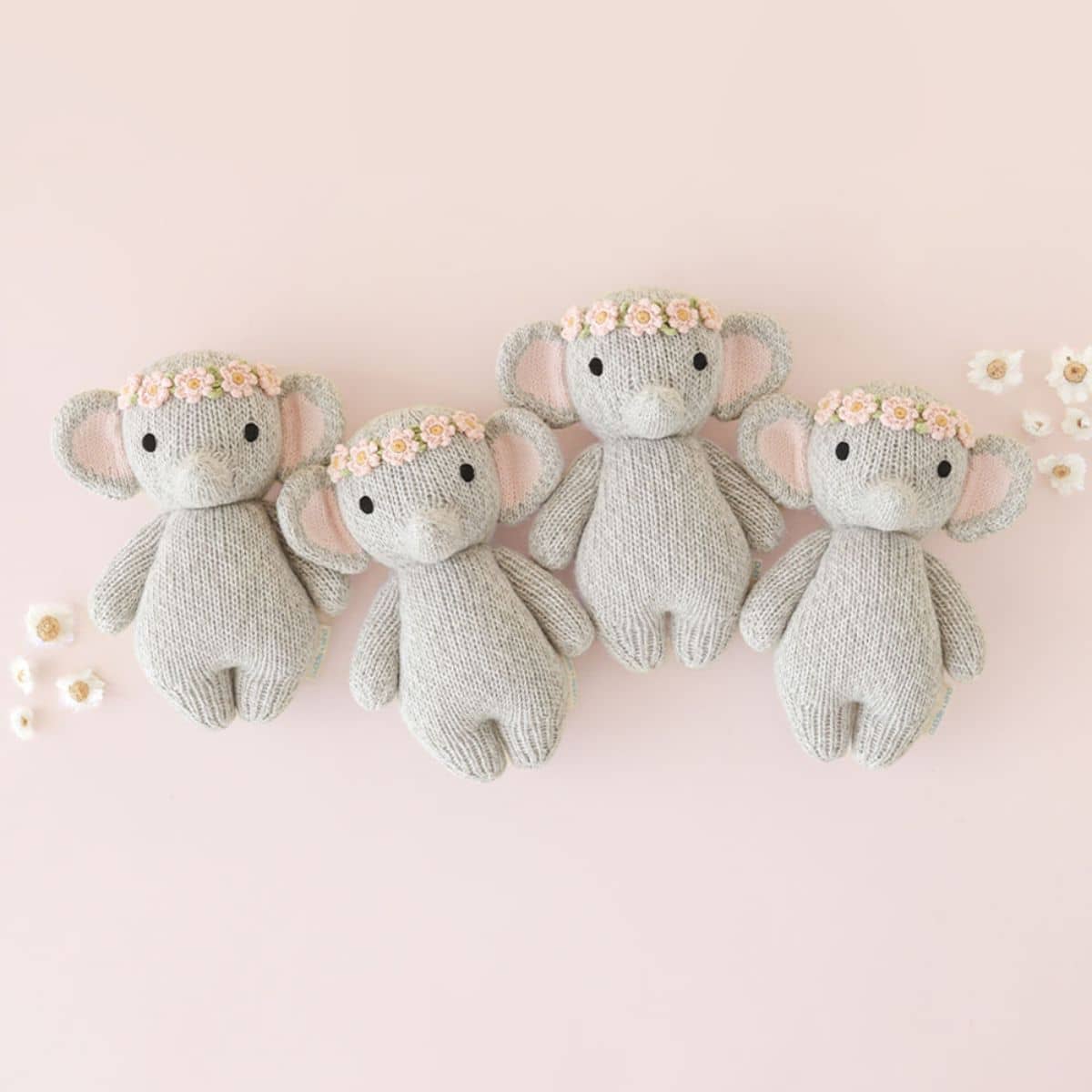 Cuddle + Kind Hand-Knit Doll - Baby Elephant (blush floral)