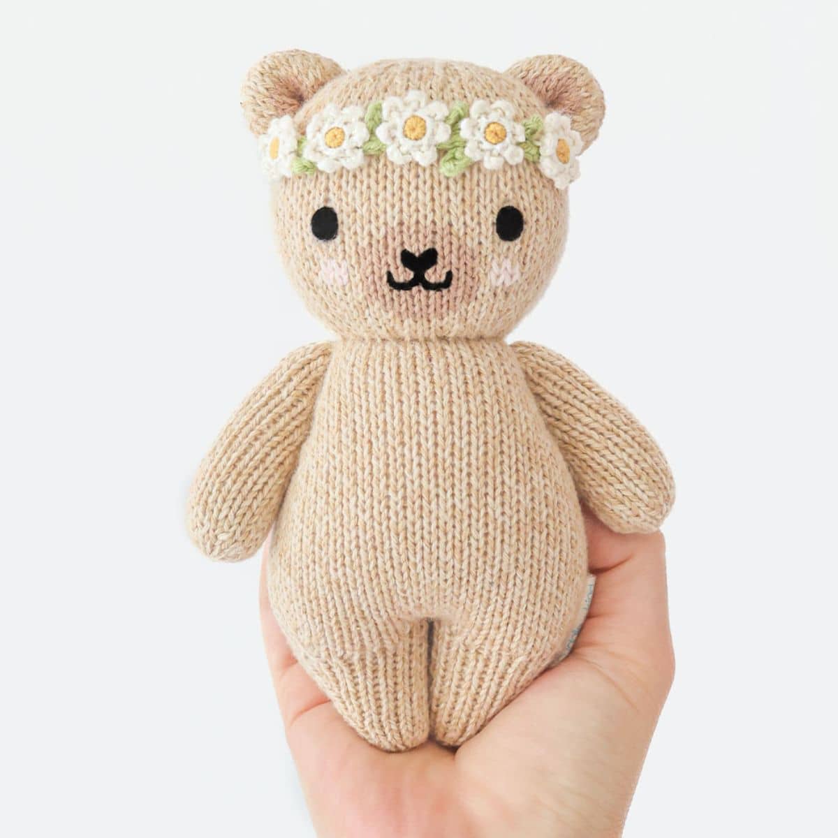 Cuddle + Kind Hand-Knit Doll - Baby Honey Bear (ivory floral) 