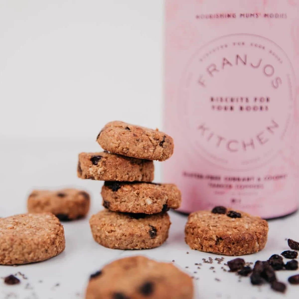 Franjos Kitchen Tanker Topper Lactation Biscuits - Currant and Coconut (Gluten Free)