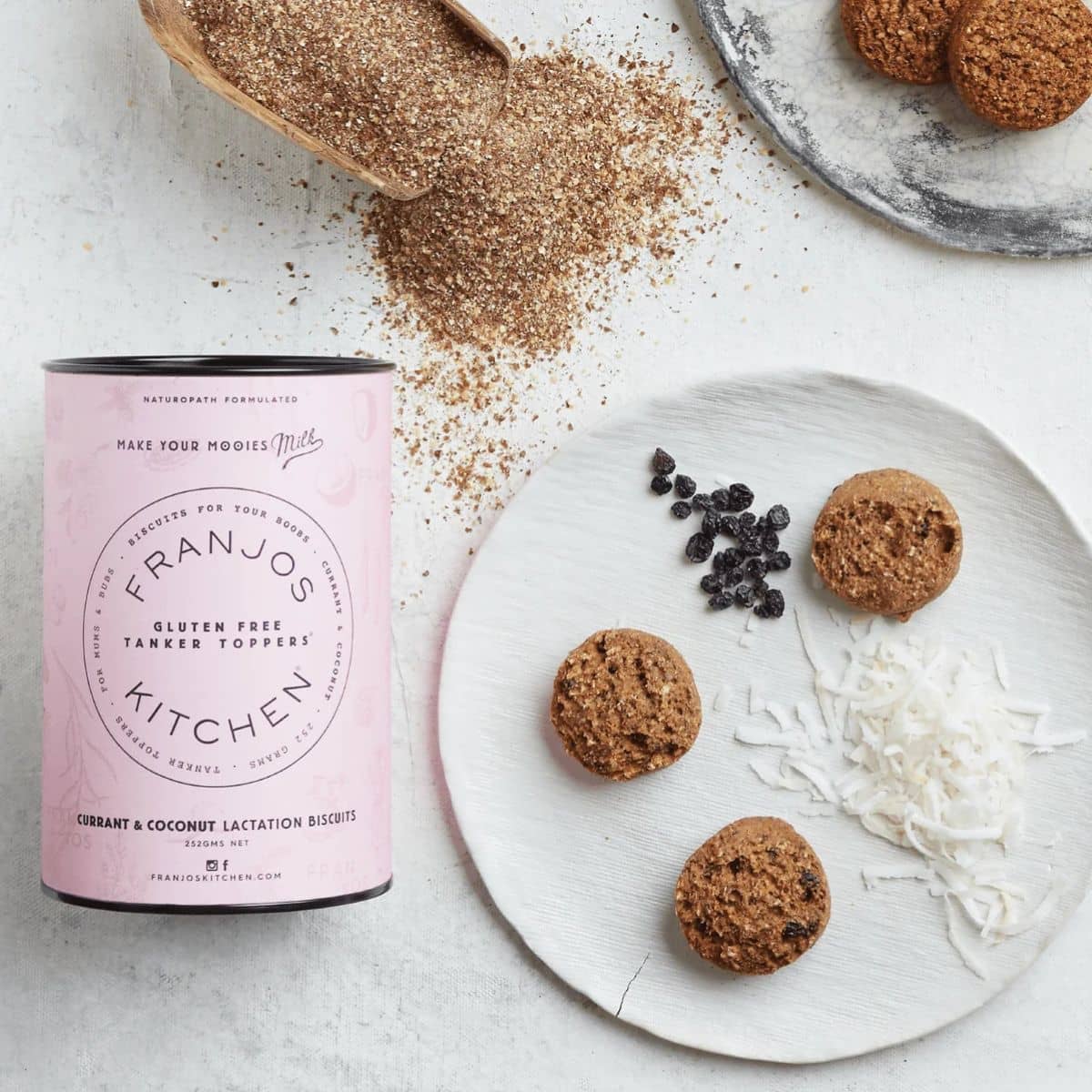 Franjos Kitchen Tanker Topper Lactation Biscuits - Currant and Coconut (Gluten Free)