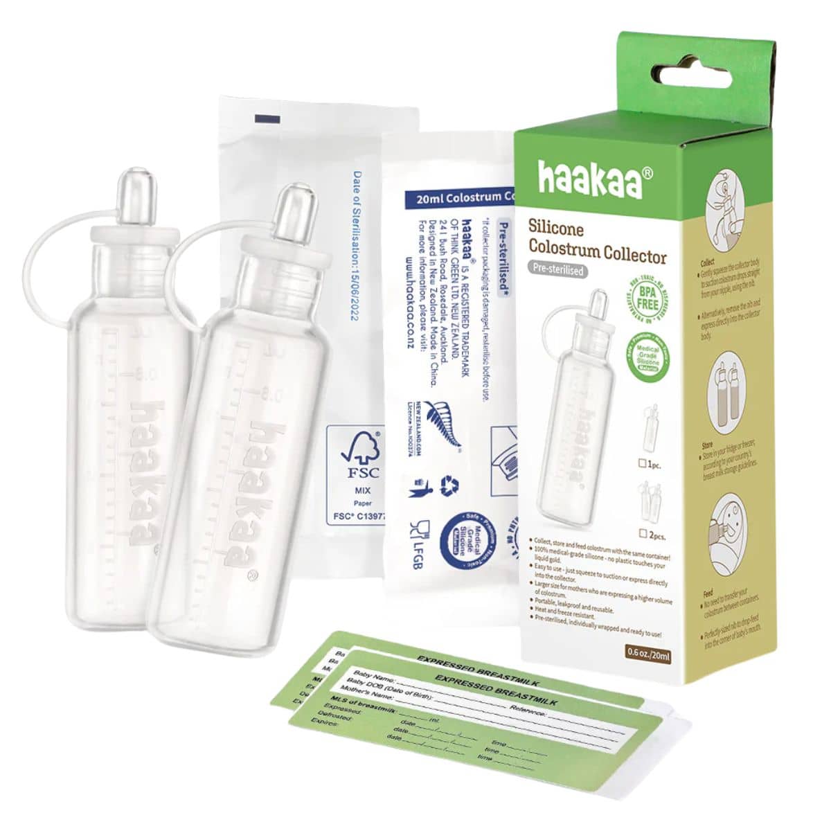 Haakaa Silicone Colostrum Collector Set - Pre Sterilised - 2 x 20ml