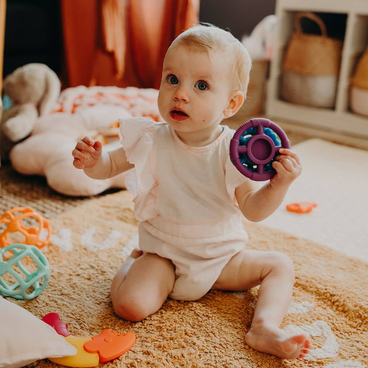 Jellystone Designs Rainbow Stacker Teether and Toy - Bright