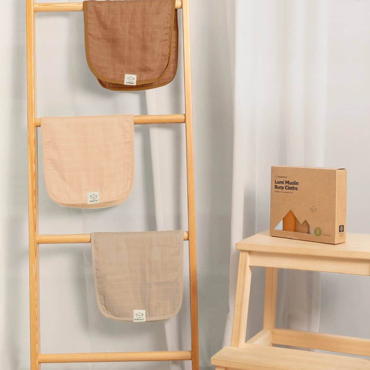 KeaBabies Lumi Muslin Burp Cloths - Spice