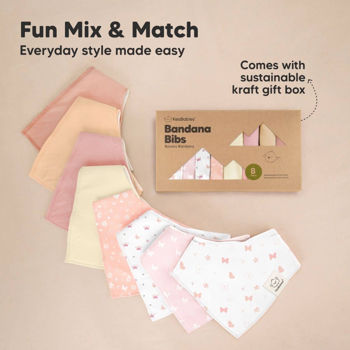 KeaBabies Organic Bandana Bibs Set - Butterflies