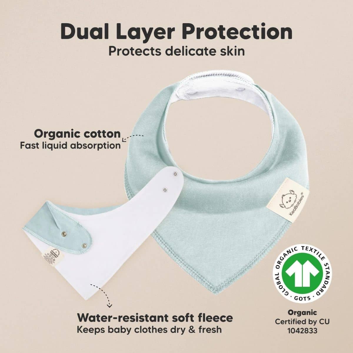 KeaBabies Organic Bandana Bibs Set - Daybreak