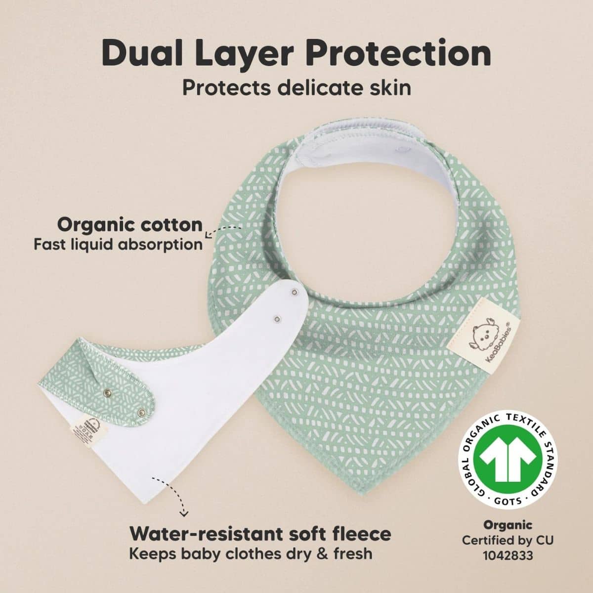 KeaBabies Organic Bandana Bibs Set - Nordic