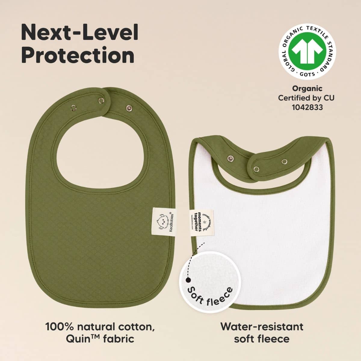 KeaBabies Quin Organic Baby Bibs Set - Basic