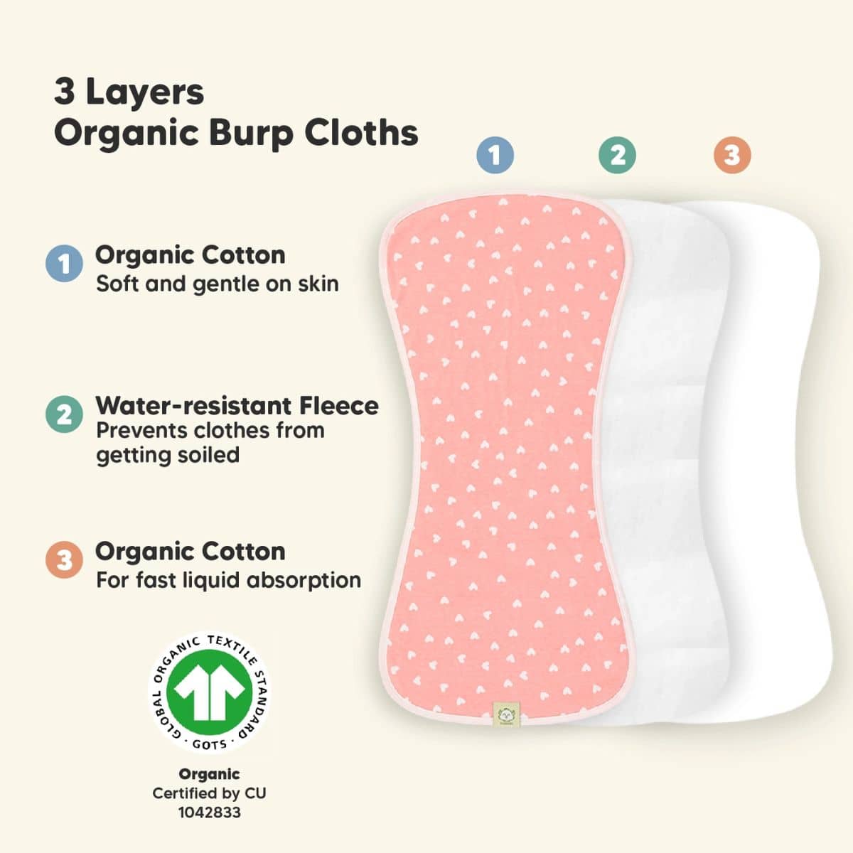 KeaBabies Urban Organic Burp Cloths - Pink Dreams