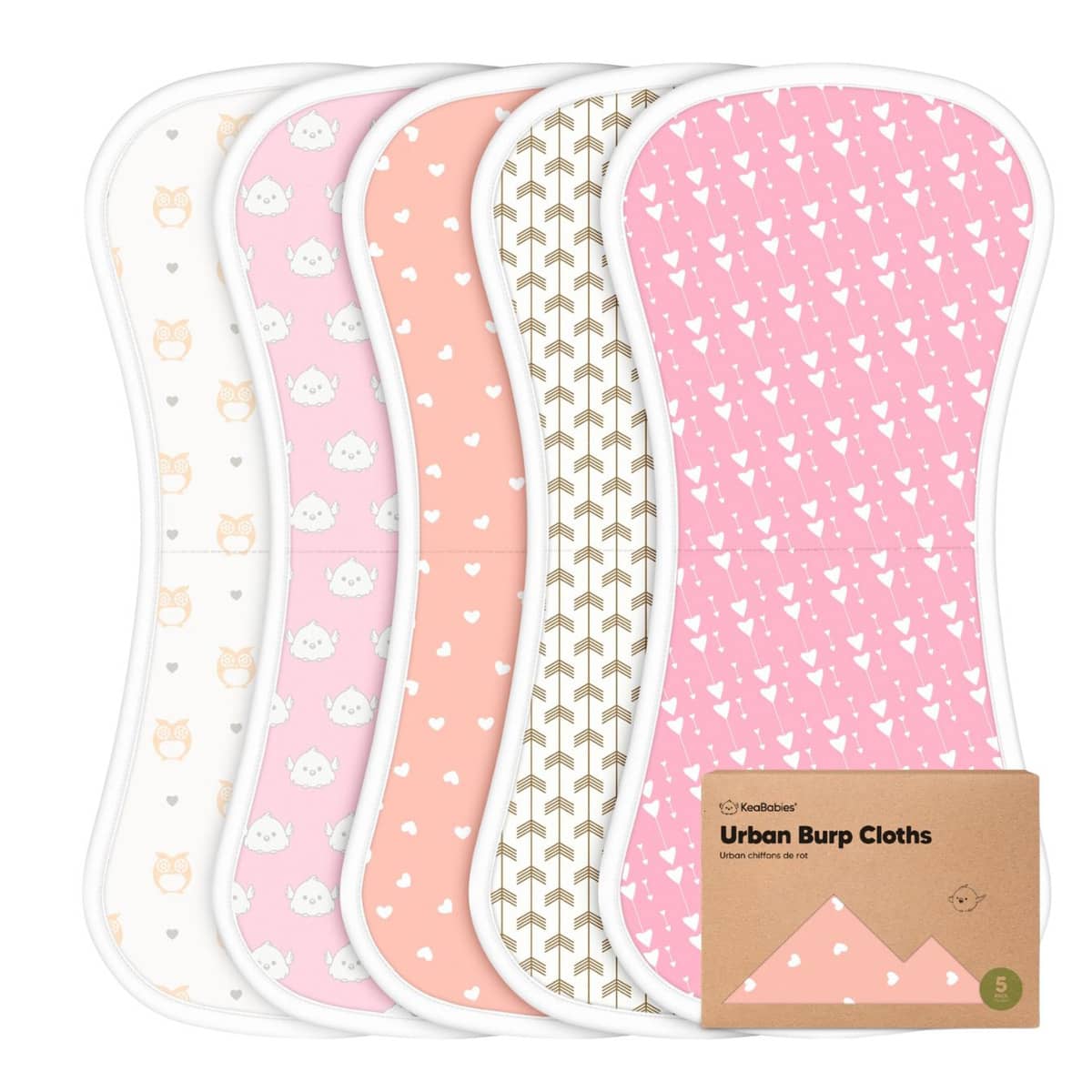 KeaBabies Urban Organic Burp Cloths - Pink Dreams