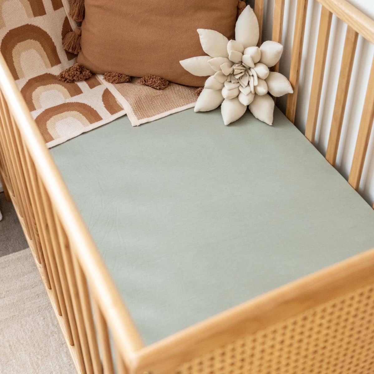 Kiin Baby Organic Cot Sheet - Sage