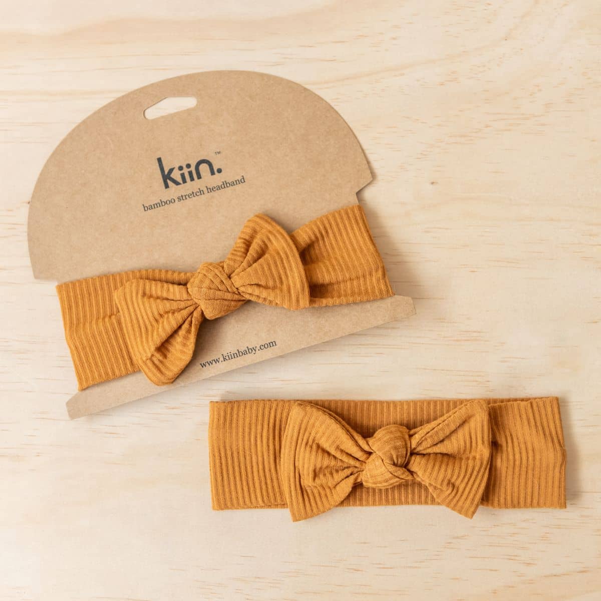 Kiin Baby Bamboo Stretch Bow Headband - Caramel