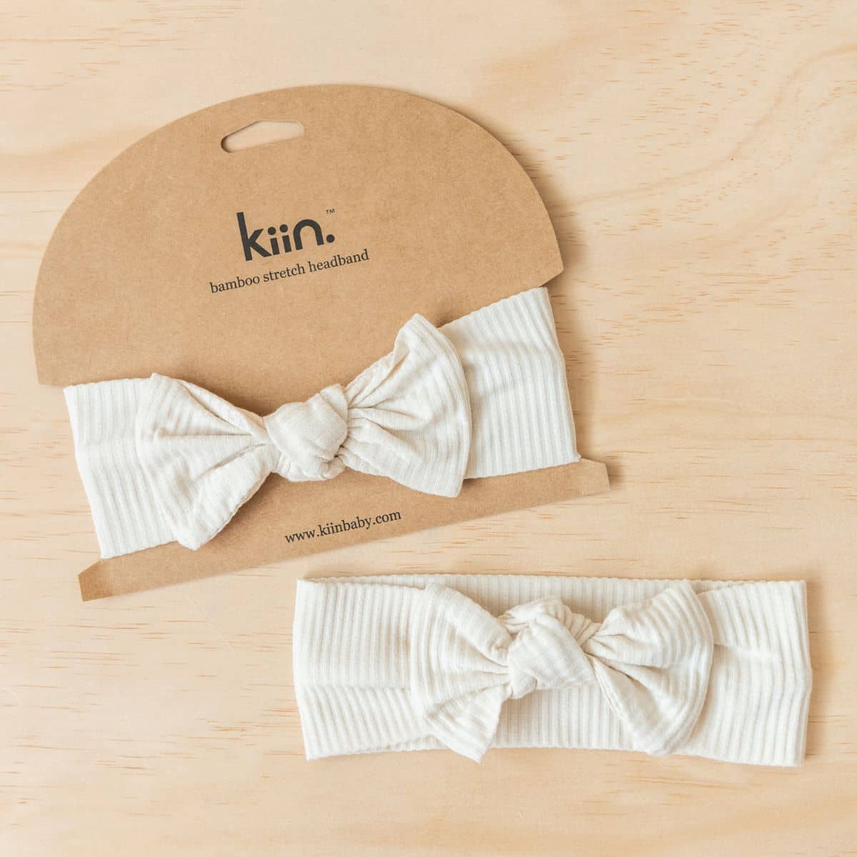 Kiin Baby Bamboo Stretch Bow Headband - Ivory