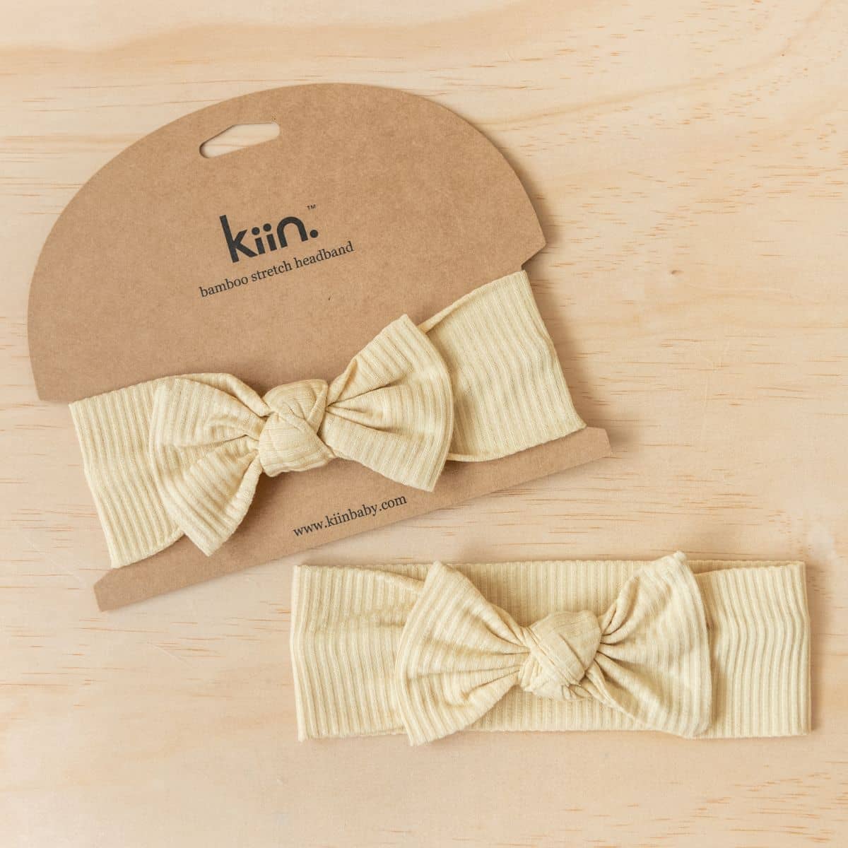 Kiin Baby Bamboo Stretch Bow Headband - Oat