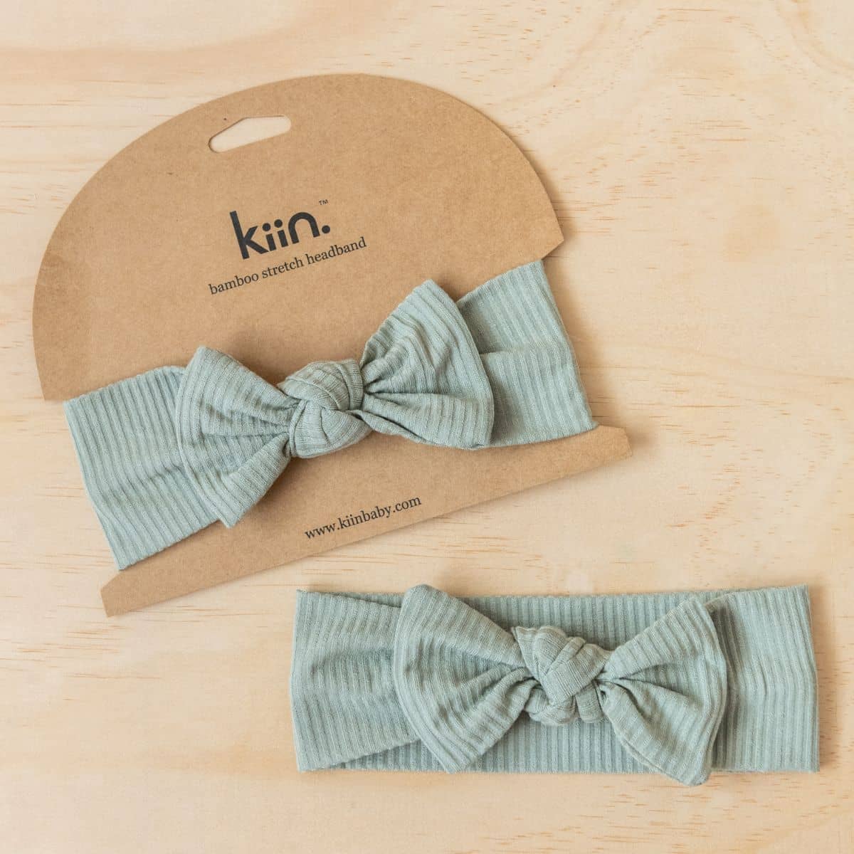 Kiin Baby Bamboo Stretch Bow Headband - Sage