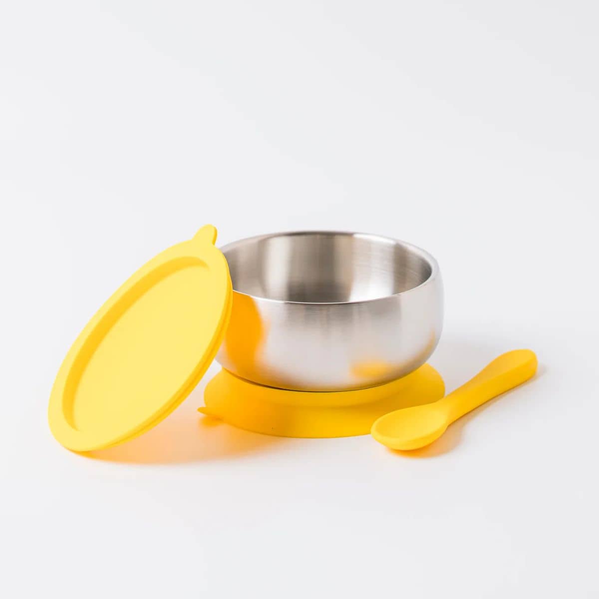 Lion & Lady Stainless Steel Feeding Bowl with Silicone Suction Base - Buttercup Yellow