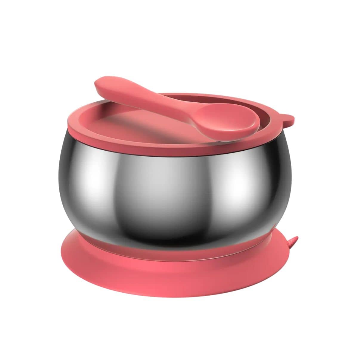 Lion & Lady Stainless Steel Feeding Bowl with Silicone Suction Base - Fuchsia Pink