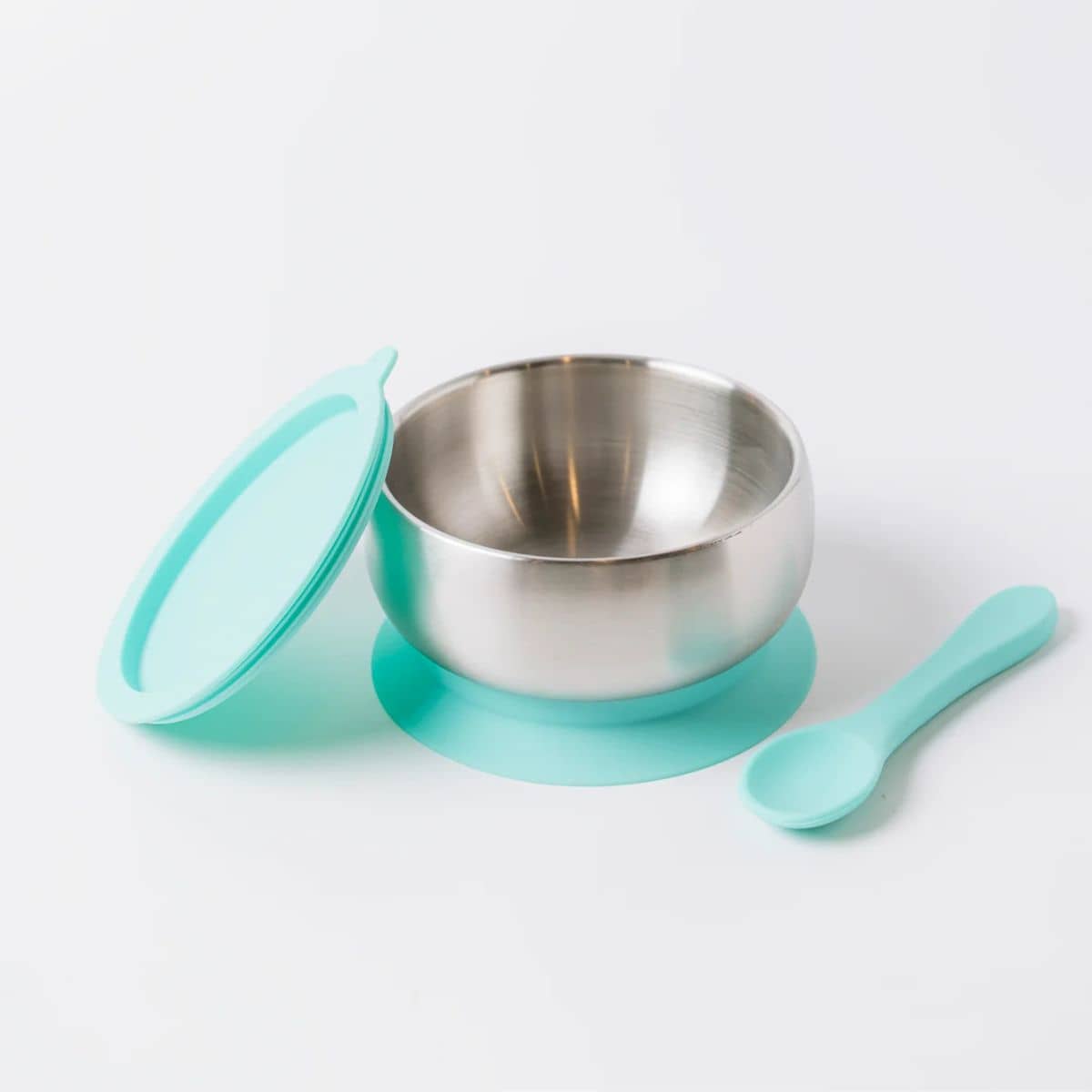 Lion & Lady Stainless Steel Feeding Bowl with Silicone Suction Base - Mint Green