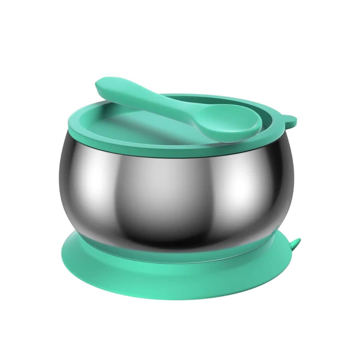 Lion & Lady Stainless Steel Feeding Bowl with Silicone Suction Base - Mint Green