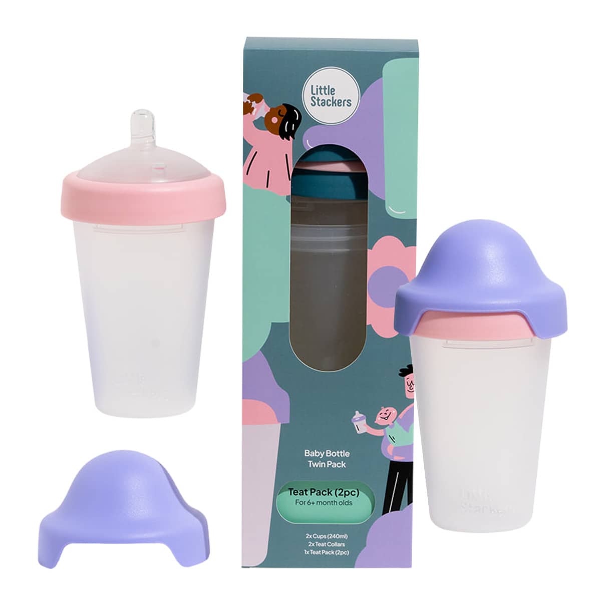 Little Stackers Baby Bottle 240ml - Twin Pack